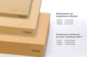 Vesuvo V38301 Pizzastein- / Brotbackbackstein Set für Backofen und Grill / eckig / 38x30 cm / mit Pizzaschaufel und Pizzamehl - 7