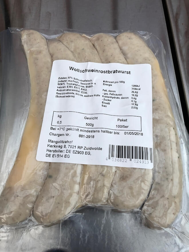 Mangalitza Schwein Grillwurst